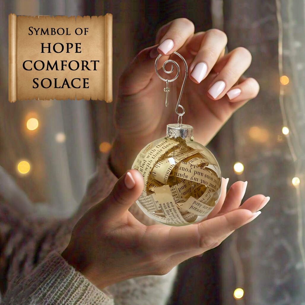 Bible Ornament Made with Pages from a Bible, Handmade Bible Ornament with Scripture Bible Verses Inside Glass Ball, Christmas Tree Decor product 3