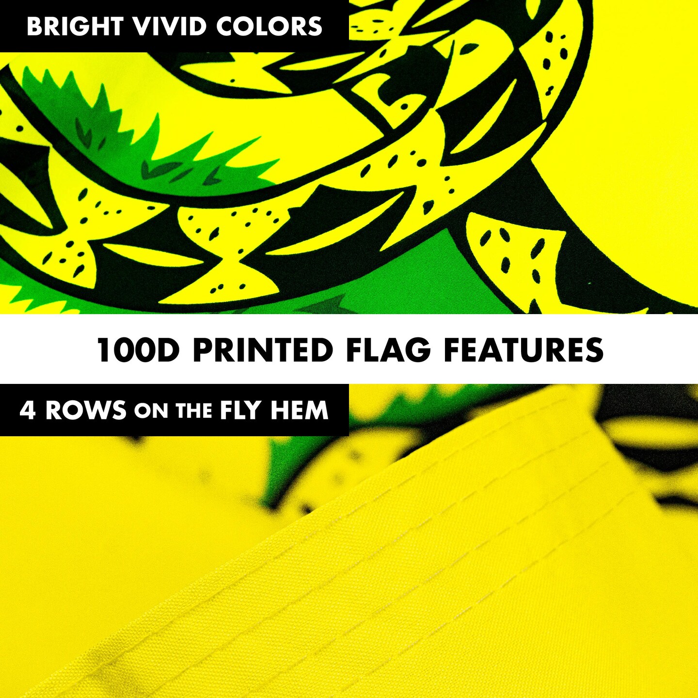 G128 - 6 Feet Tangle Free Spinning Flagpole (Silver) Gadsden Brass Grommets Printed 3x5 ft (Flag Included) Aluminum Flag Pole