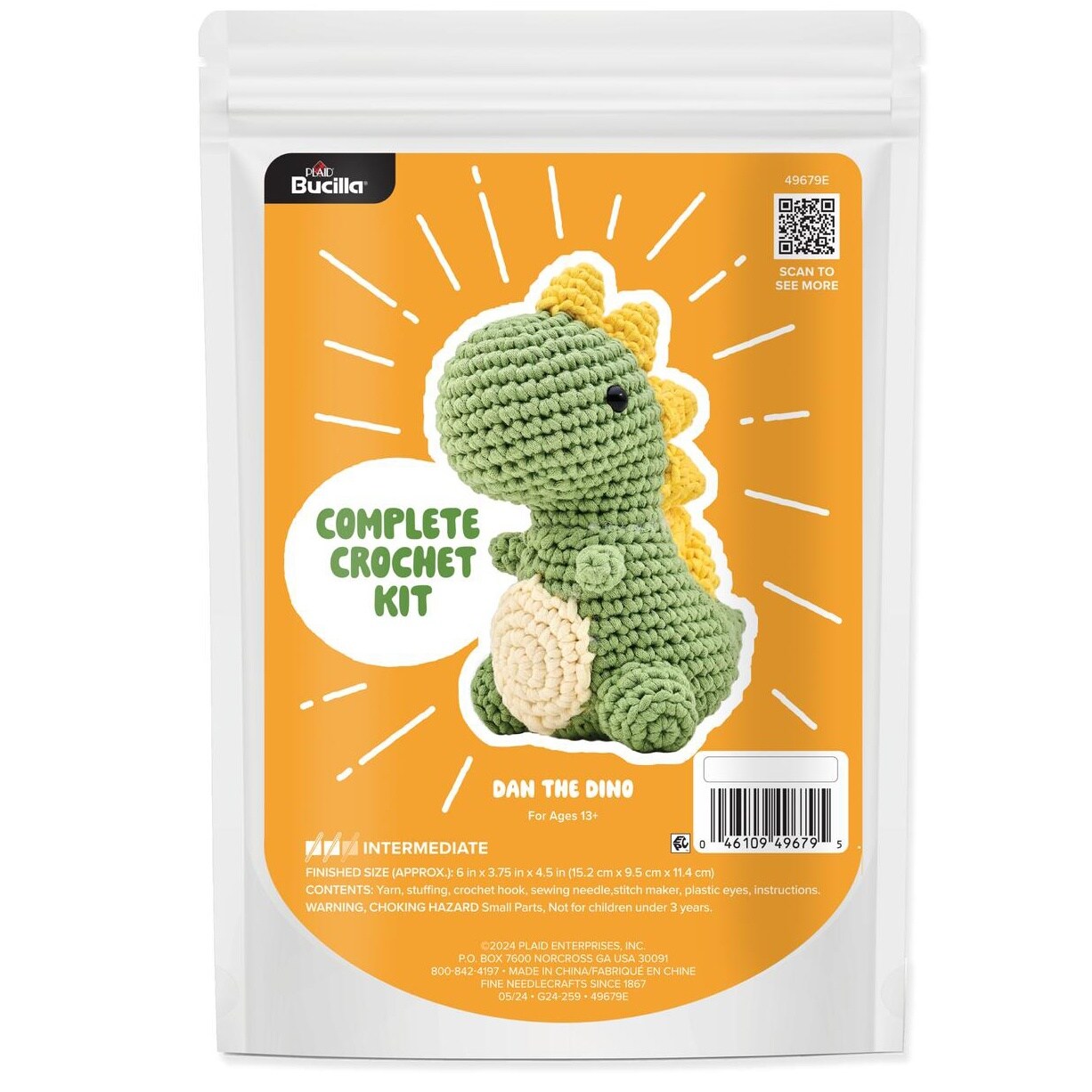 Bucilla Amigurumi Kit-5&#x22; - T-Shirt Yarn Dino