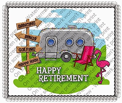 8&#x22; Round Cake - Happy Retirement - Edible Cake or Cupcake Topper - D639