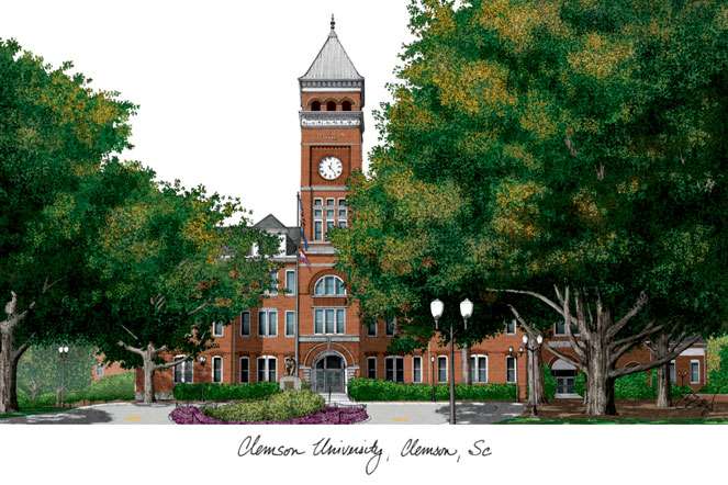 Clemson University 11w x 8.5h Spirit Diploma Manhattan Black Frame with Bonus Campus Images Lithograph (value savings $59)