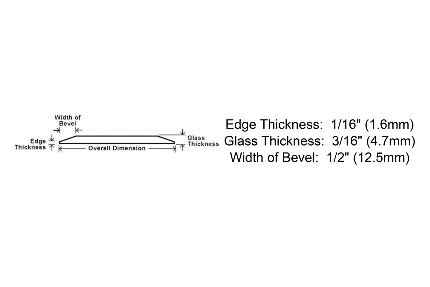 2&#x22; x 1&#x22; Half Circle Clear Glass Bevel - 4.7MM Thick - 10 Pack