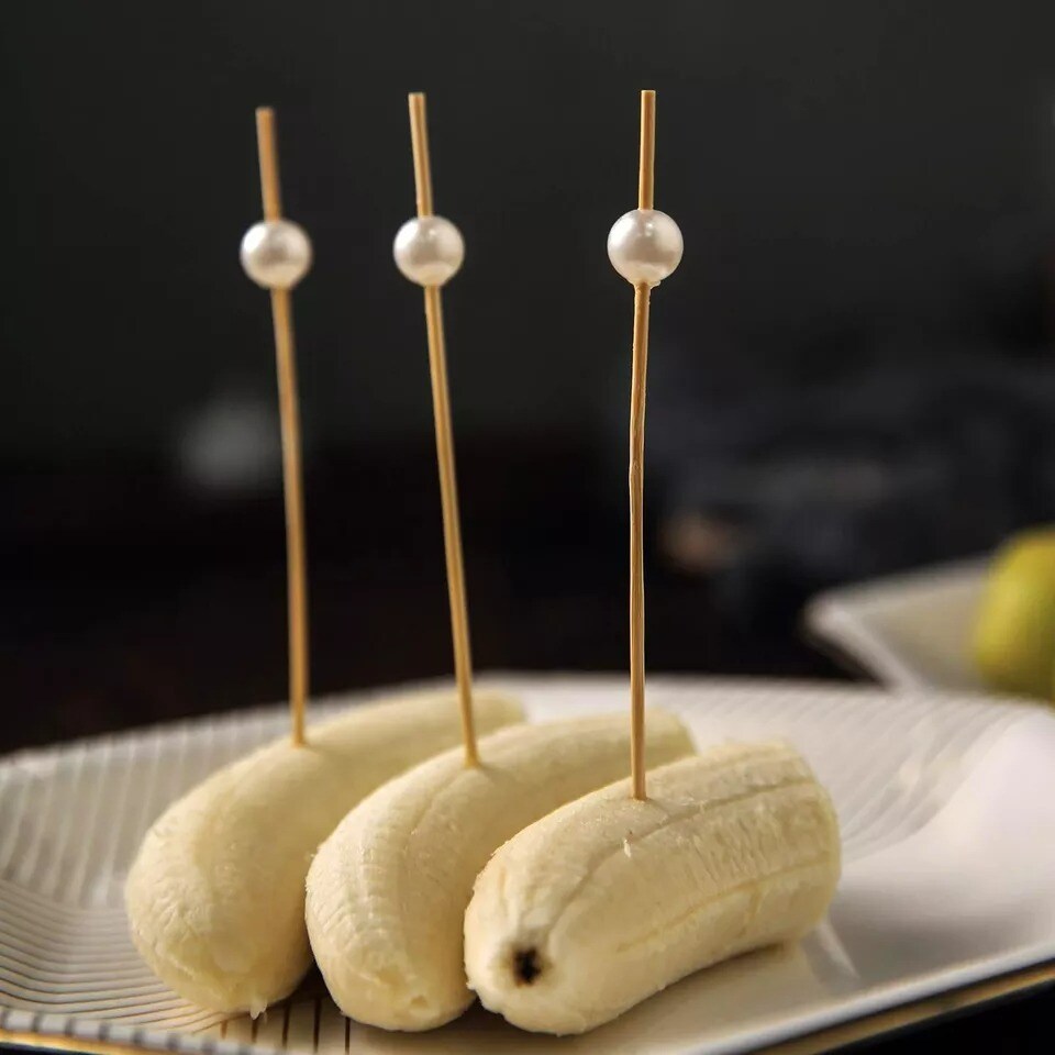 100 Pearls 4.75" long Natural Bamboo Party Skewers Picks Wedding Party Buffet