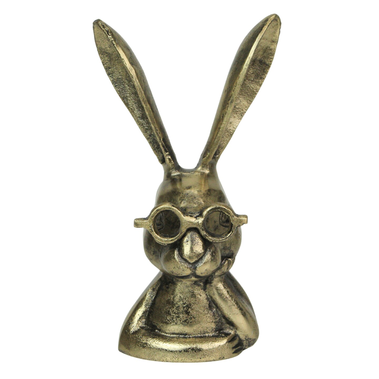 Whimsical Gold Bunny Statue – 10.25" Cast Aluminum, Elegant Home Decor