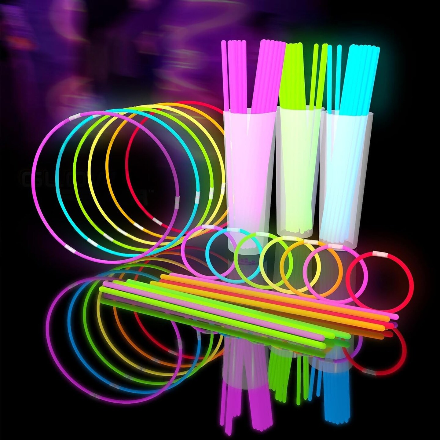 Glow Fever 209pcs Glow Sticks Bulk Party Pack includes 100 8&#x22;&#x22; Glow Sticks and 109 Accessories  with bonus connectors for glow sphere and eye glasses  for Party Festivals Rave Halloween