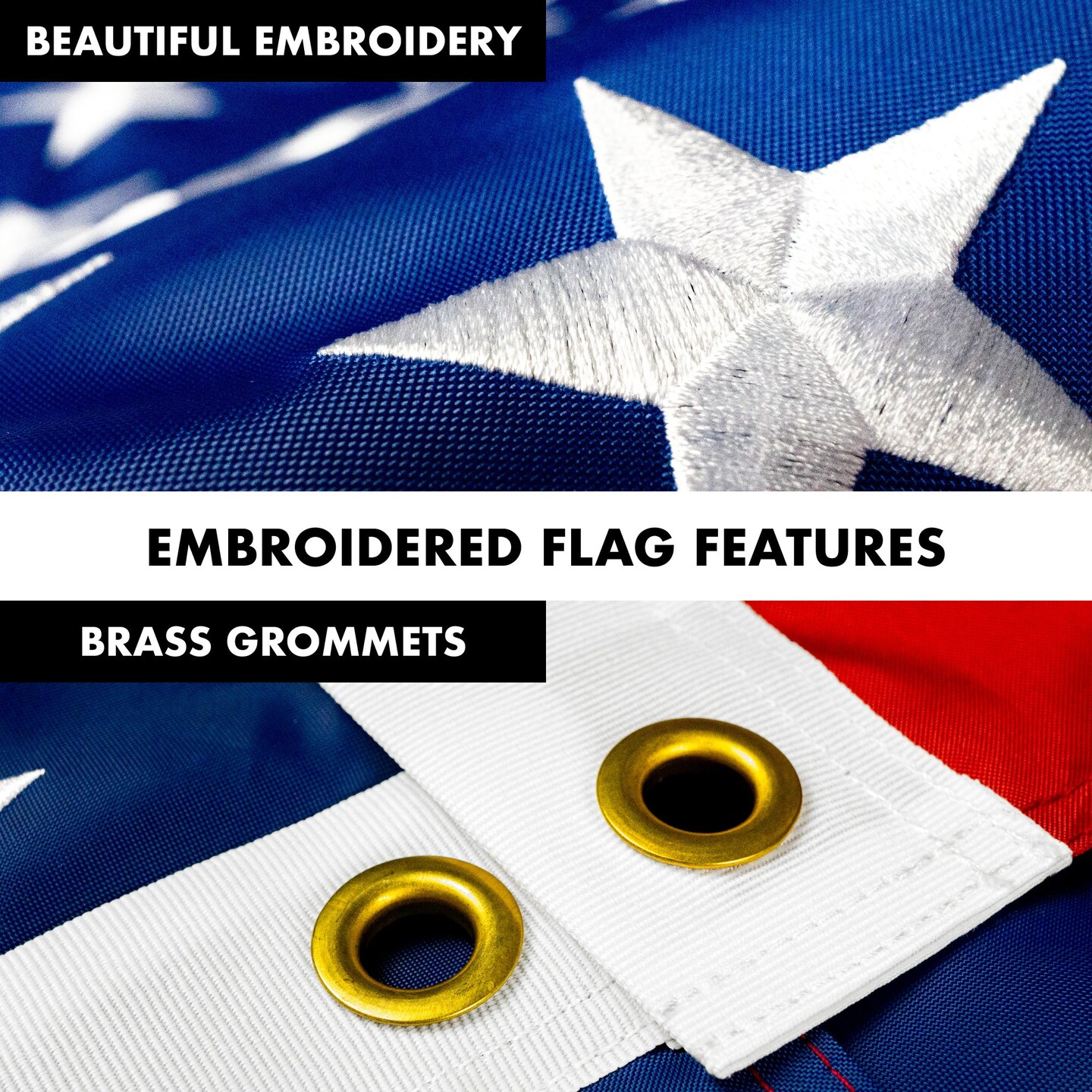 G128 - 6 Feet Tangle Free Spinning Flagpole (White) USA Double Sided Brass Grommets Embroidered 3x5 ft (Flag Included) Aluminum Flag Pole