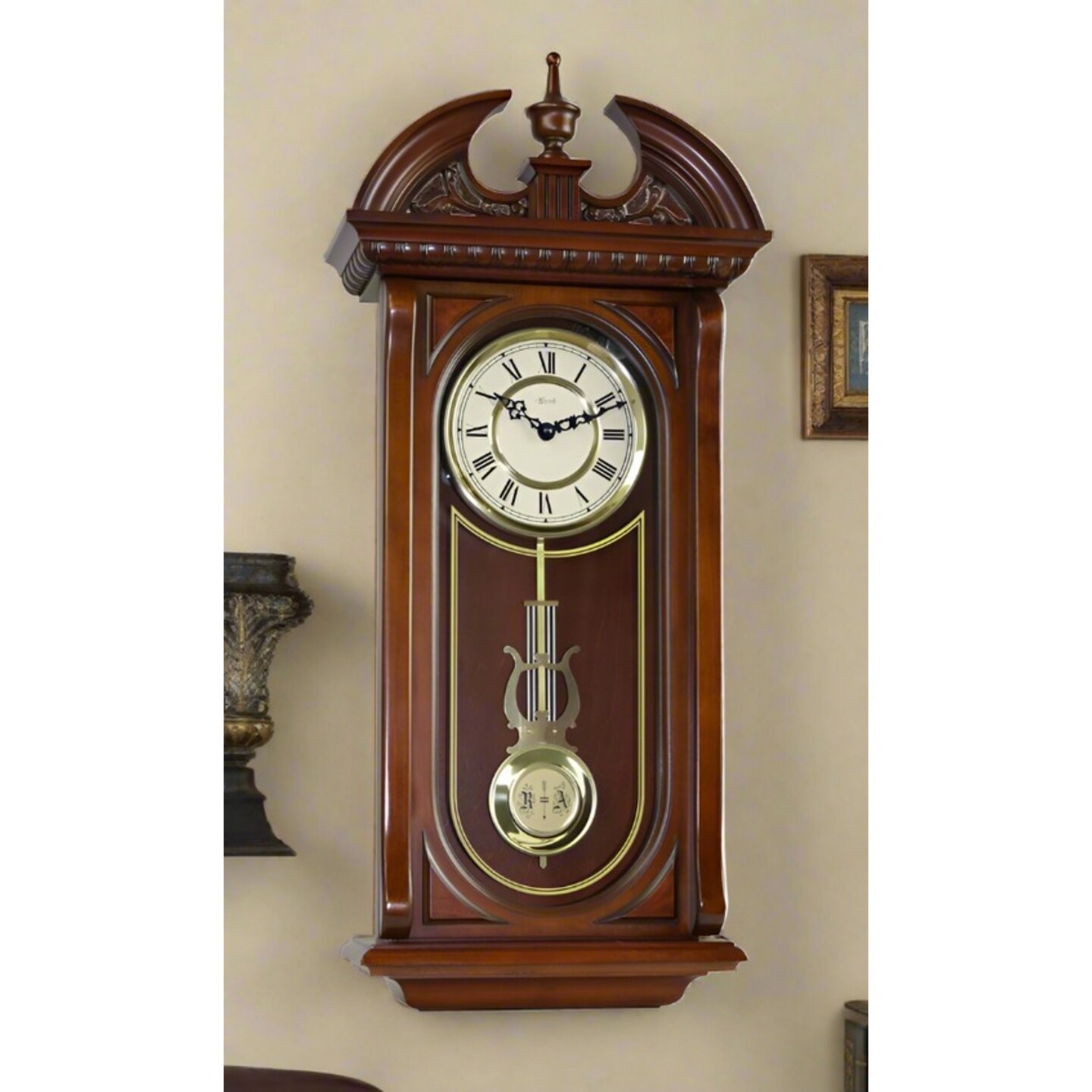 Hermle Westminster Chimes Wooden Wall Clock - 26&#x22; - Walnut Finish