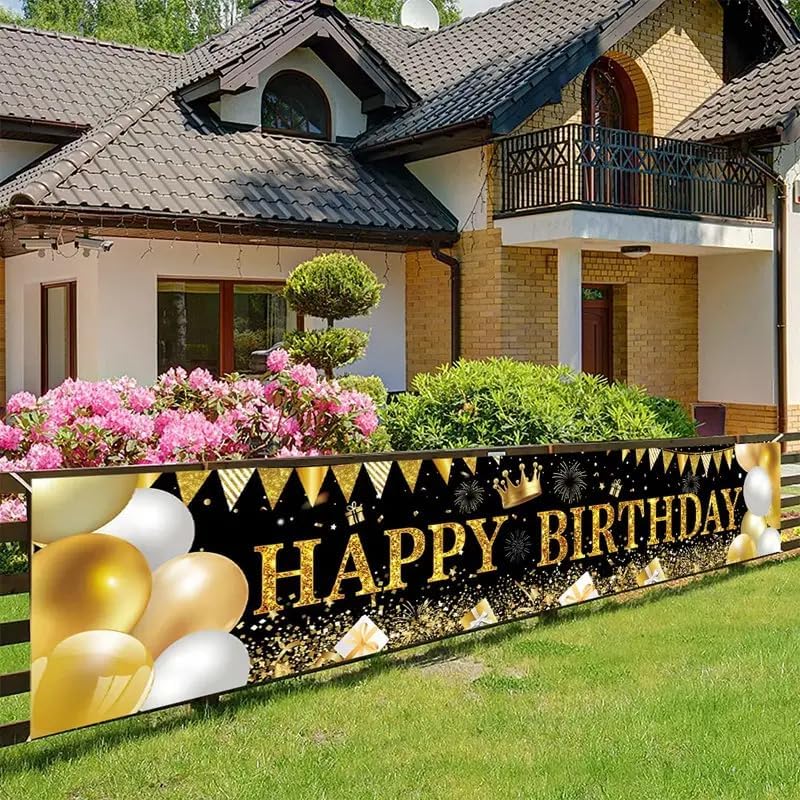 Large Happy Birthday Yard Banner, Happy Birthday Backdrop Banner, Happy Birthday Banner Sign, Happy Birthday Party Decorations Supplies (79 x 16in) (Birthday)