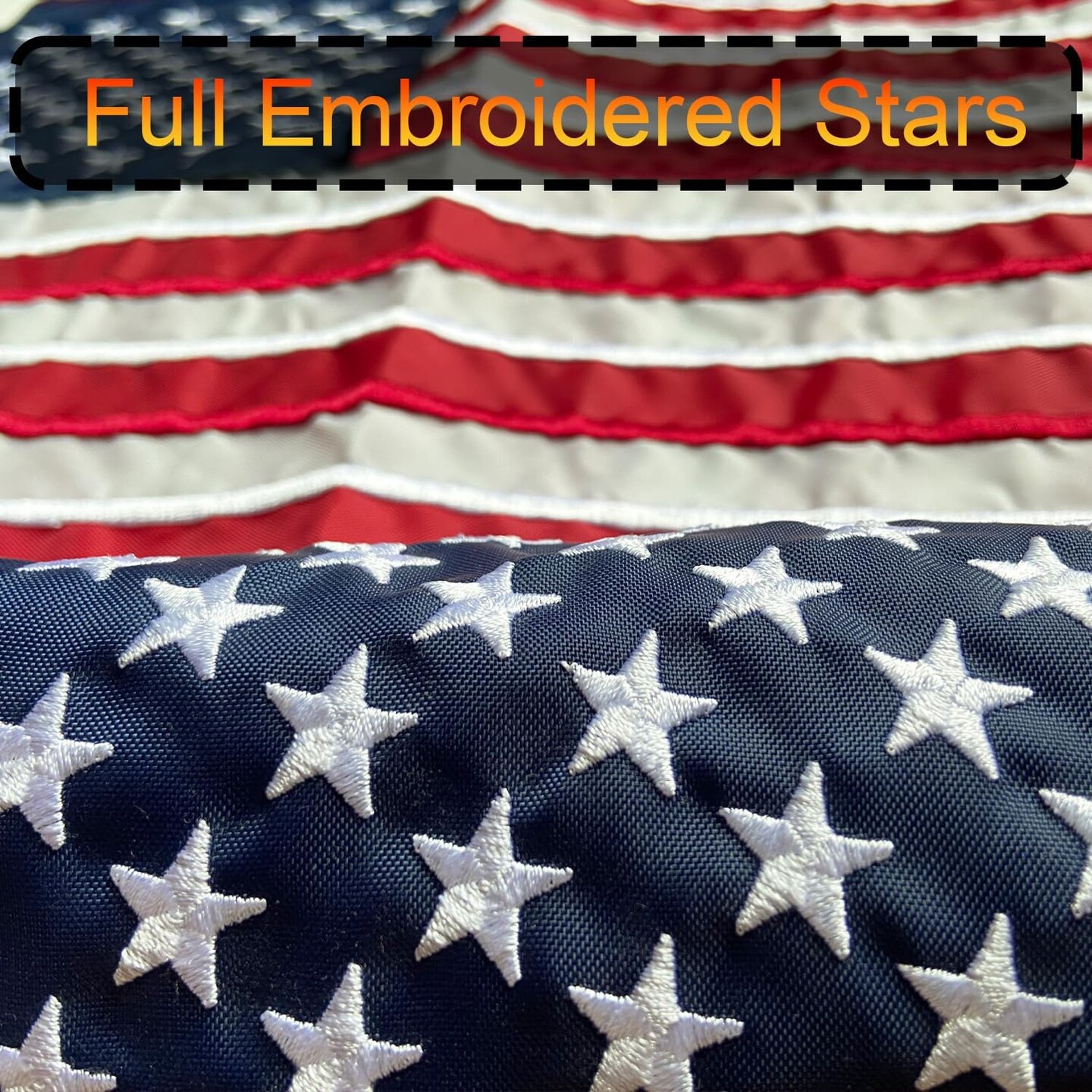 American Flag 12X18 Inches,USA Embroidered Star Stripe | 4-Ply Stitching Reinforcement | Two Brass Grommets Heavy Duty Nylon Samll US Whips Flags For Boat Marine Car Oustside Utv Atv