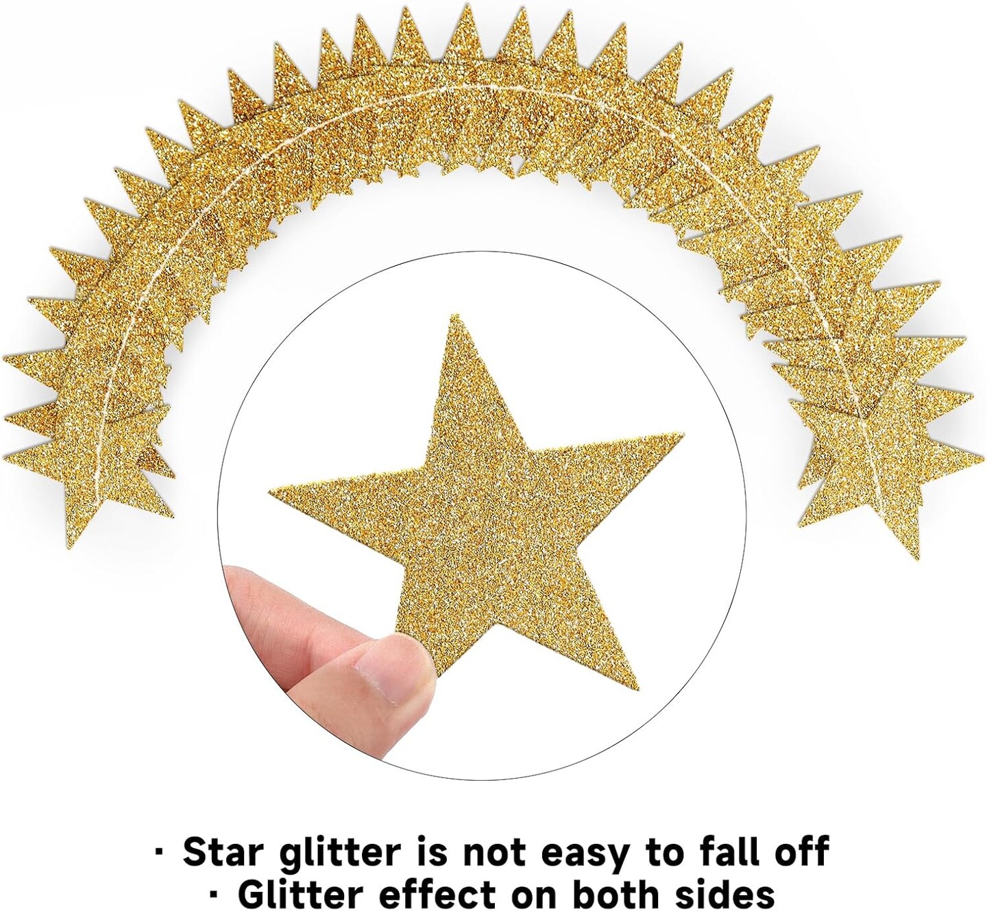 Glitter Gold Star Garland Decorations