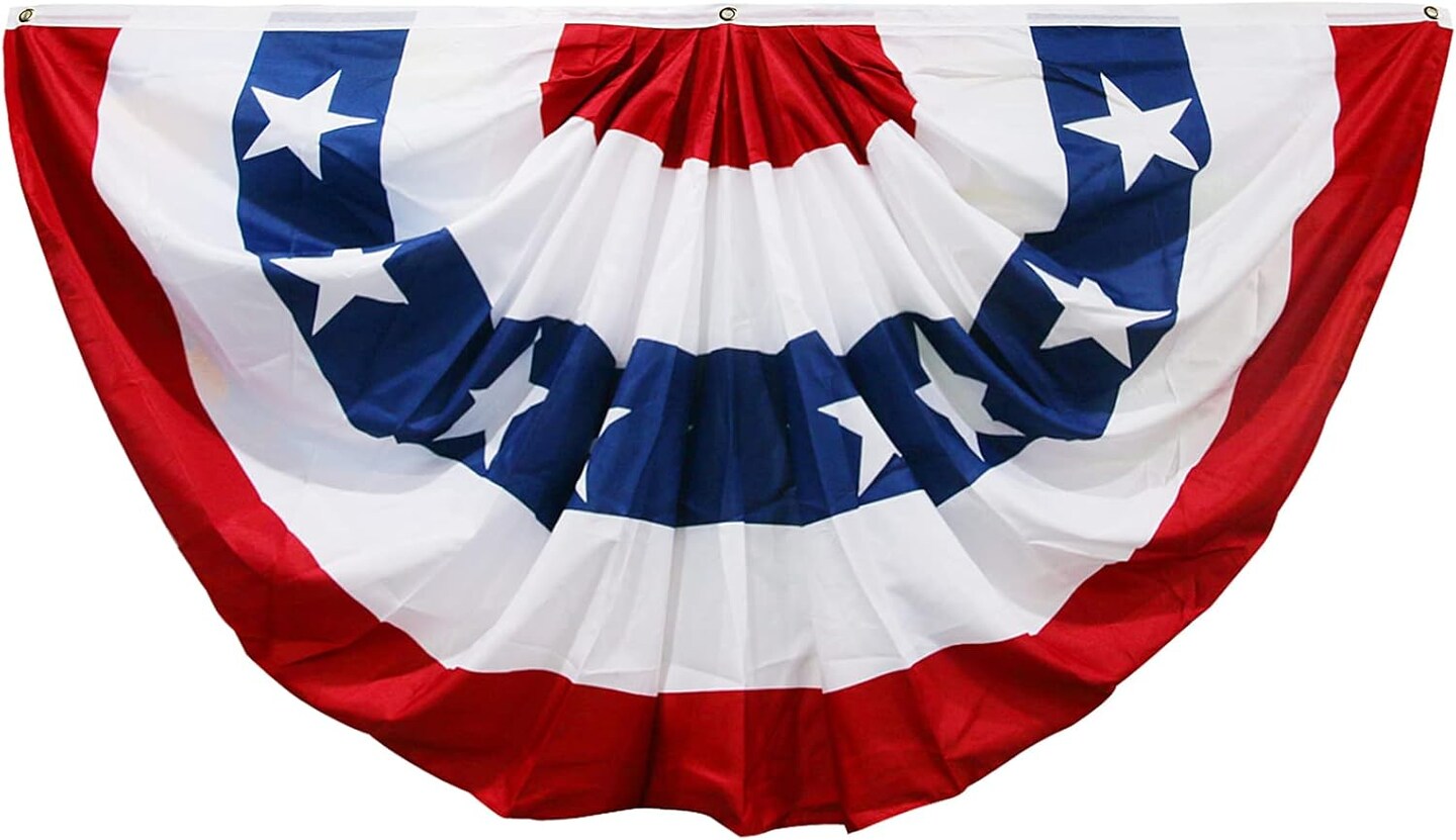 American Flags 3x6, 4th Of July Decorations, USA Flags Pleated Fan Flag, Patriotic Bunting For Outside, Red White And Blue Buntings