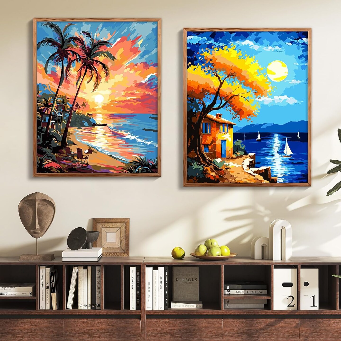 Paint by Numbers Kit for Adults Beach Scenes,Adult Paint by Number Kits Beach,Sunset Beach Paint by Numbers 16X20 Canvas Without Frame,DIY Ocean Sunset Paint Number Set
