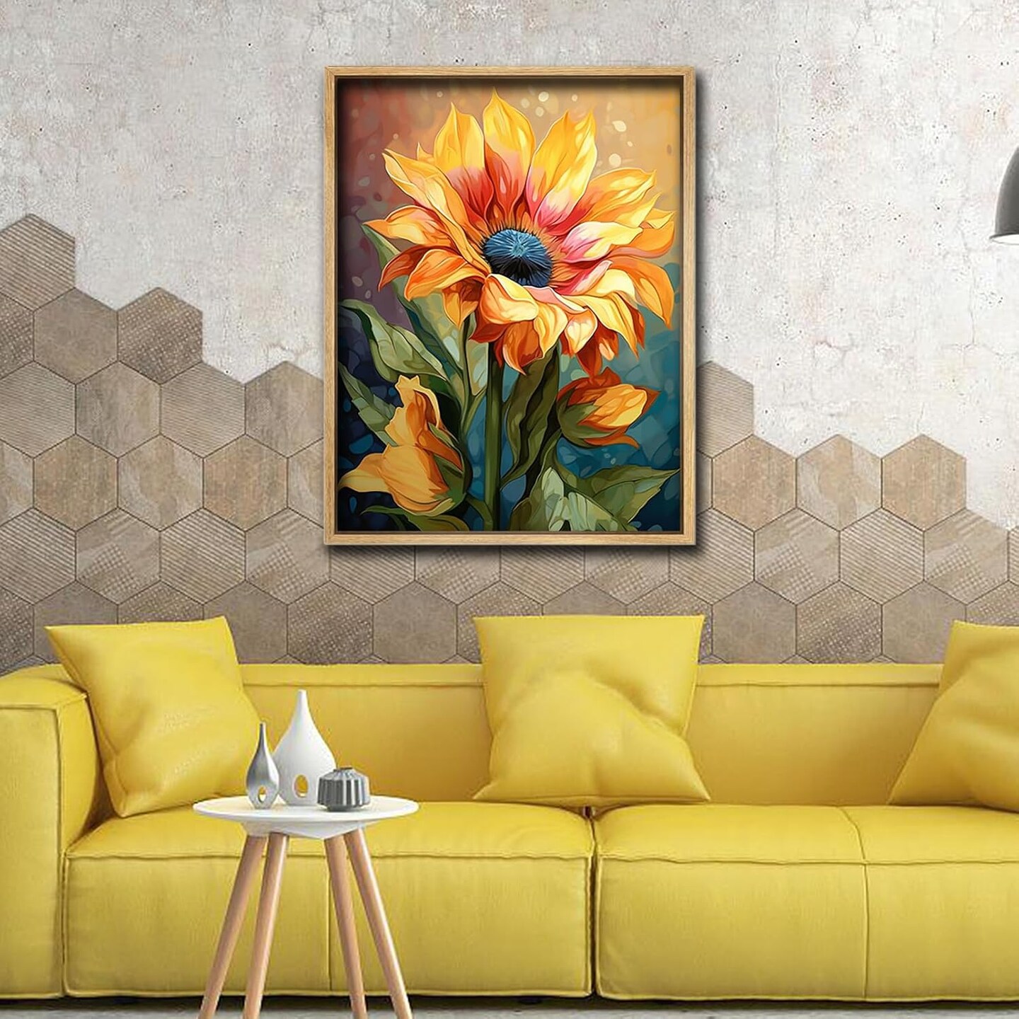 Paint by Numbers Sunflower for Adults Beginners with Frame,Sunflower Acrylic Adult Paint by Number Kits on Canvas,Abstract Landscape Digital Oil Number Painting Kits for Home Decor
