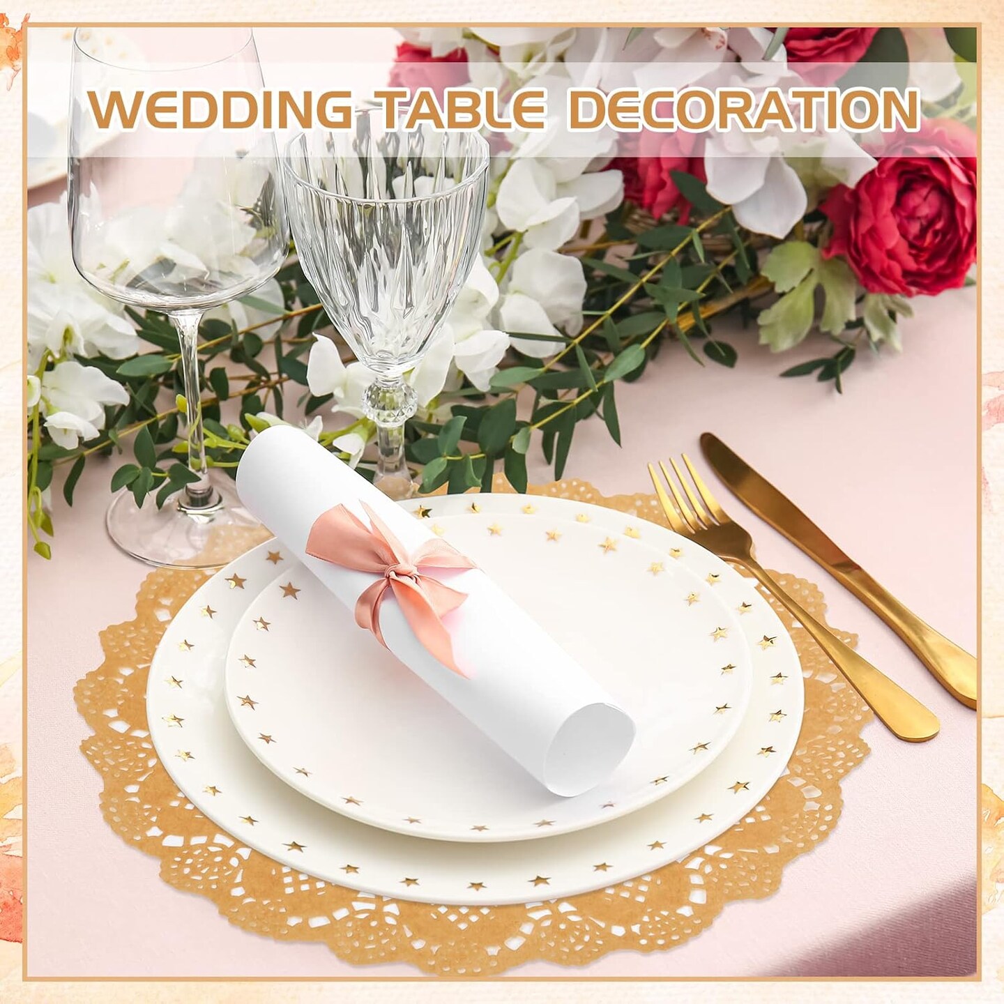 600 Pcs Round Paper Placemats Disposable 12 Inch Kraft Paper Doilies for Dinner Plates Charger Plates Place Mats for Cakes Desserts Food Event Weddings Party Decor(Brown)