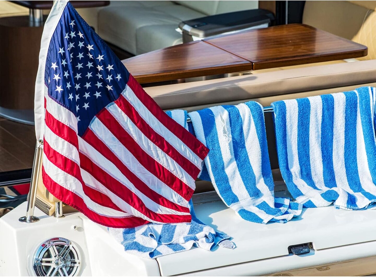 American US Boat Flag 16x24 Inch, Embroidery 50 Stars Ensign Nautical U.S.A Flags with 2 Brass Grommets, Heavy Duty Nylon Outdoor Banner for Yacht