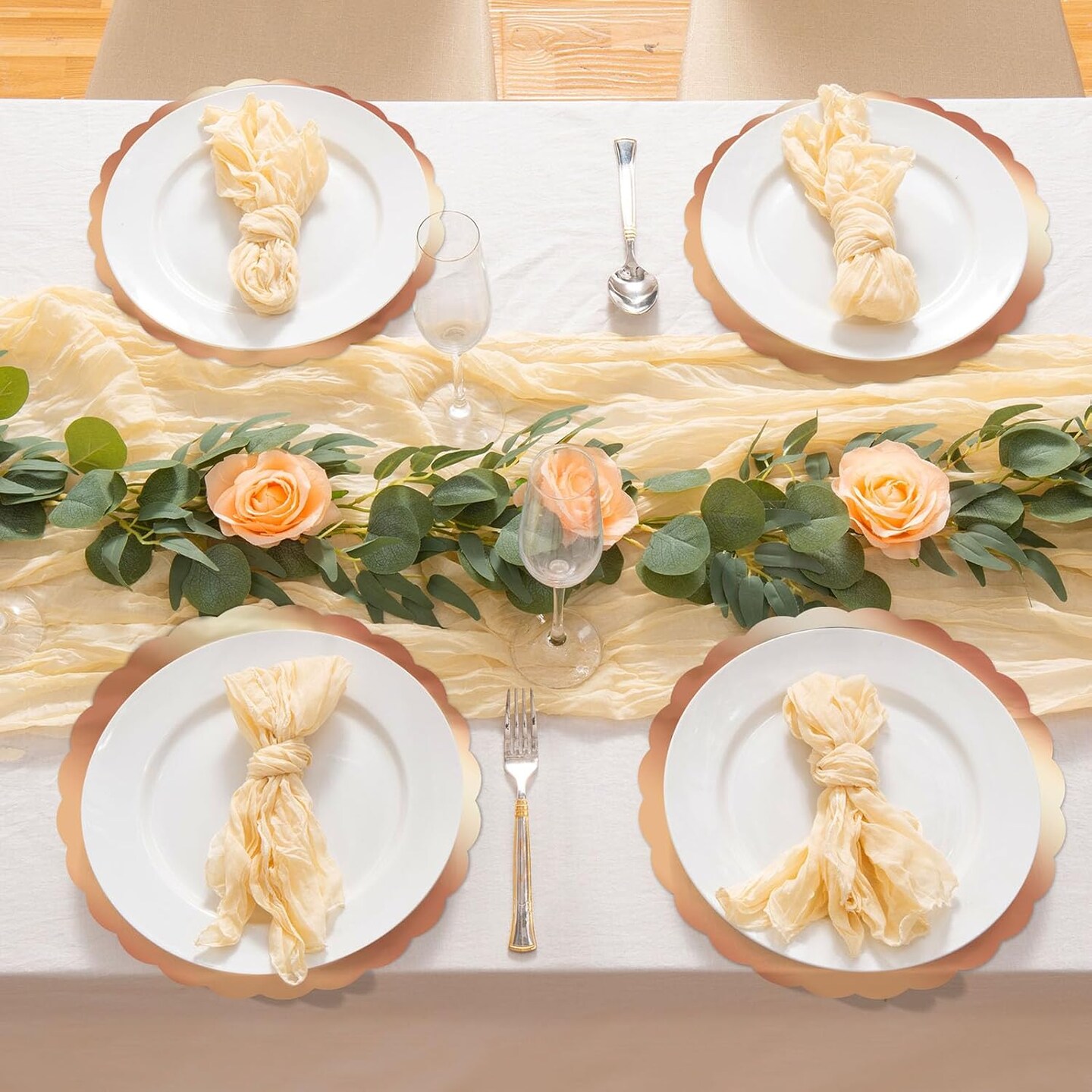 50PCS Rose Gold Round Disposable Paper Placemats - Elegant Table Decor