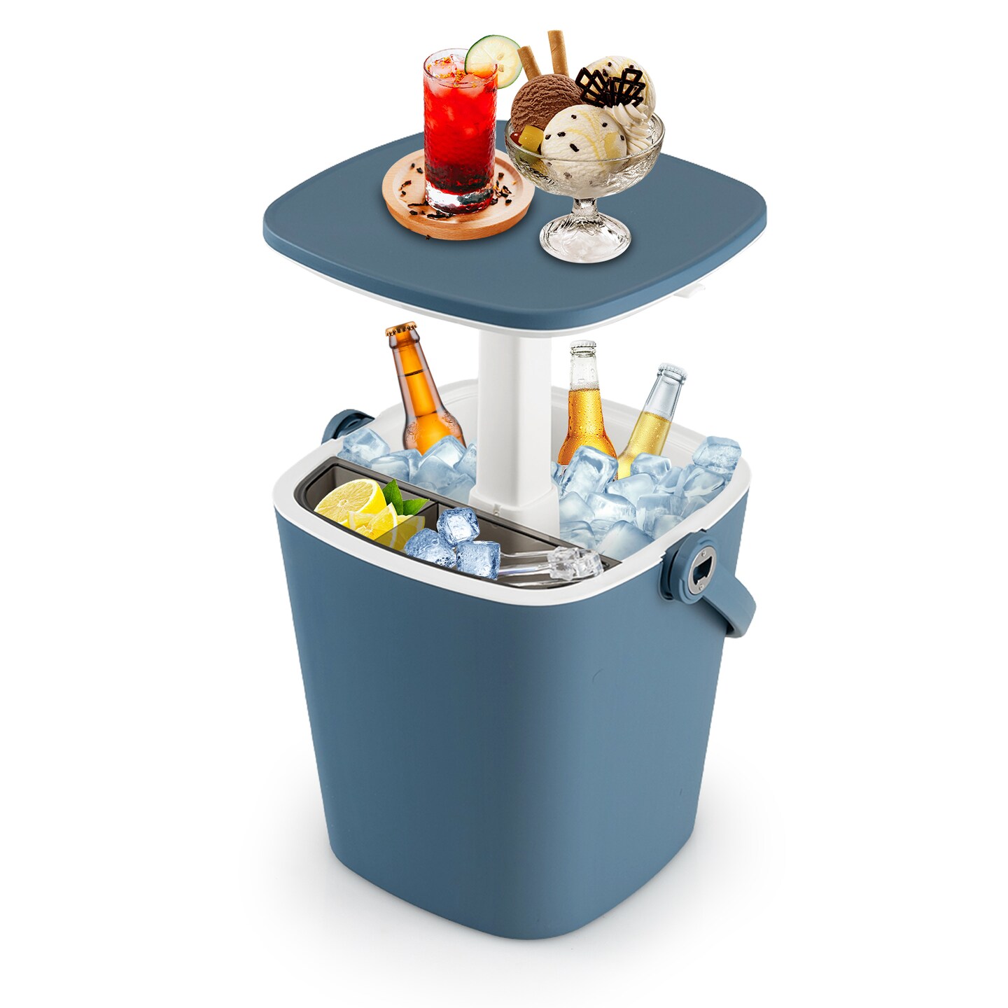 3-in-1 Cooler Bar Table with Storage Rack, Portable and Weatherproof