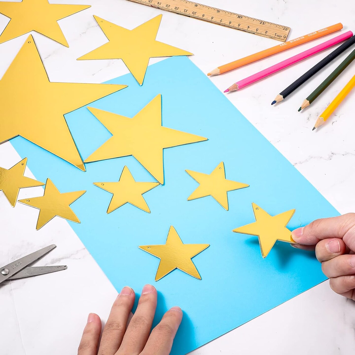 48 Pcs Gold Cardboard Stars Cutouts Party Decorations