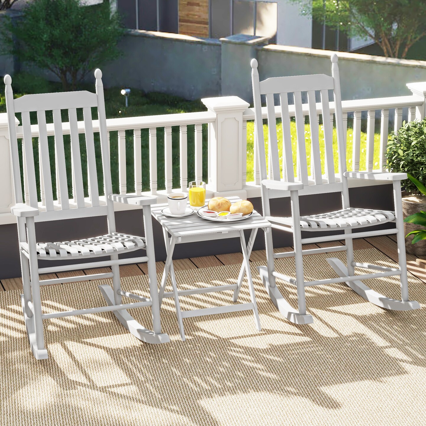 Acacia Wood Rocking Chair with Ergonomic Seat &#x26; Gentle Rocking Motion