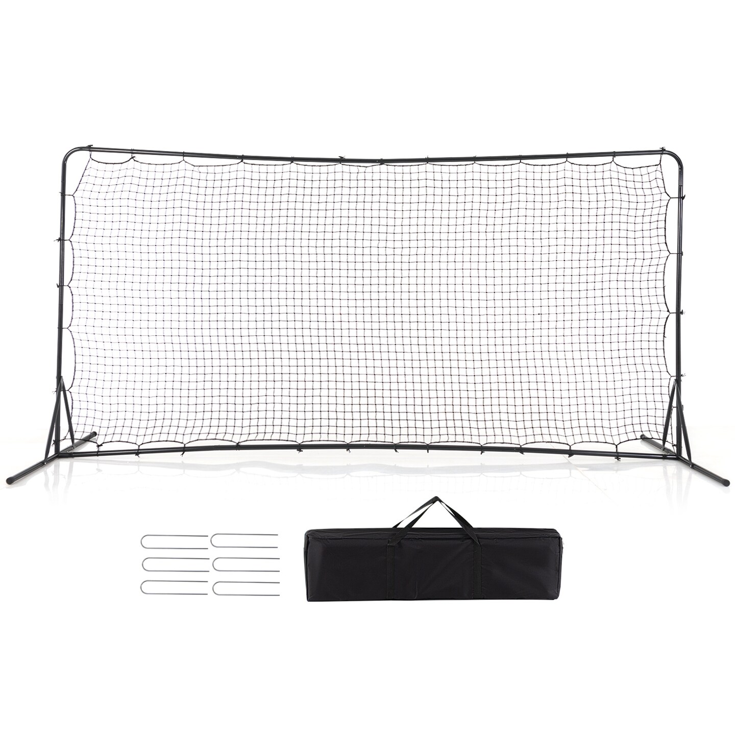 12x6 Feet Soccer Rebounder Net with Metal Pipes and 6 U-Shaped Ground Stakes Perfect Gift for Kids