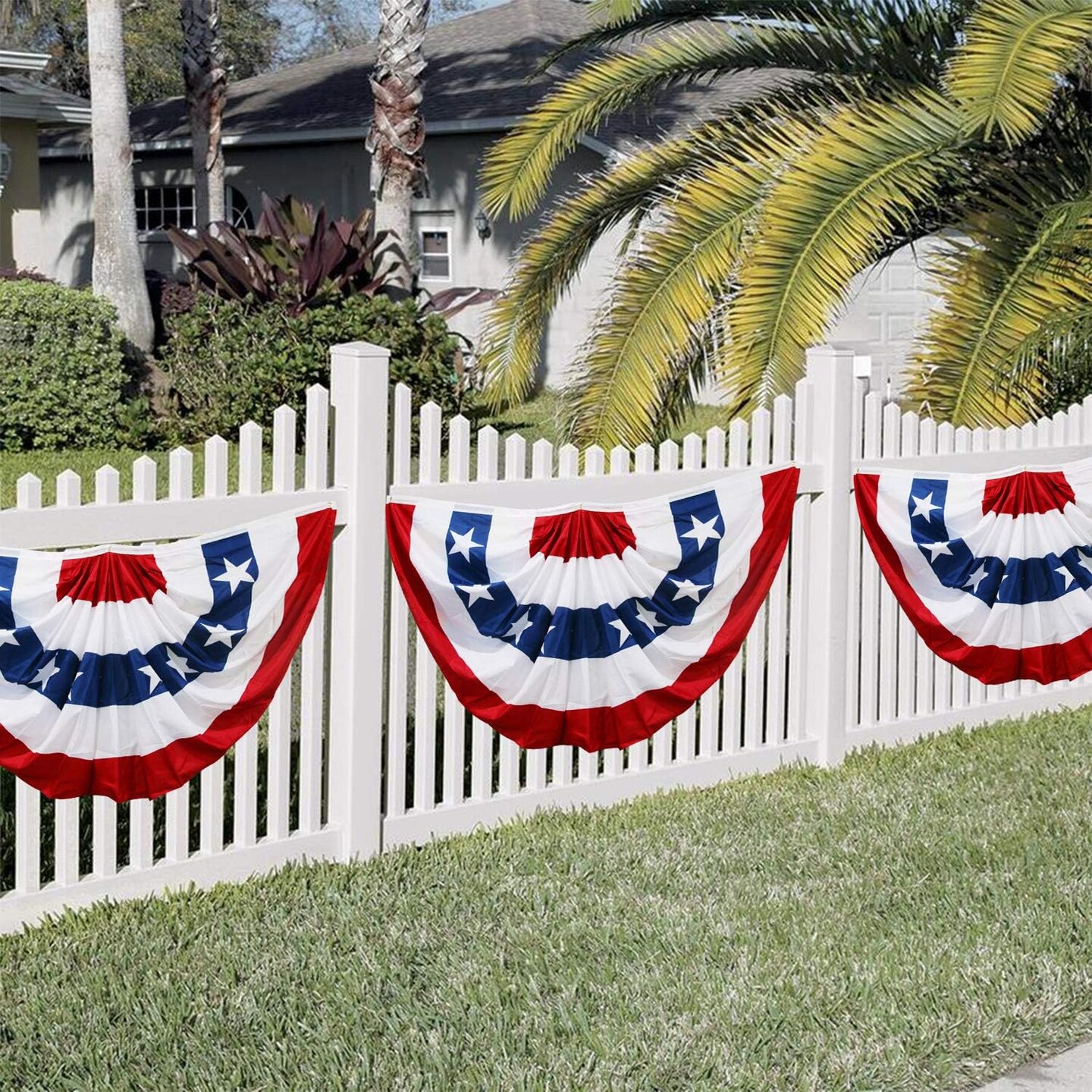 American Flags 3x6, 4th Of July Decorations, USA Flags Pleated Fan Flag, Patriotic Bunting For Outside, Red White And Blue Buntings