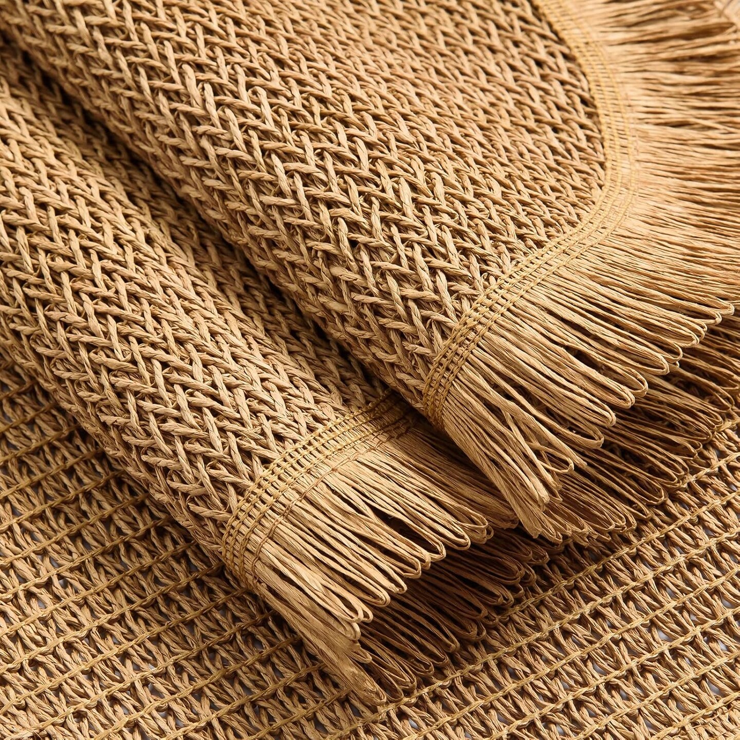 Paper Round Placemats Set of 12 for Dining Tables 15 Inch Heat Resistant Table Mats Handmade Natural Place mats for Farmhouse Table Decoration(Brown)