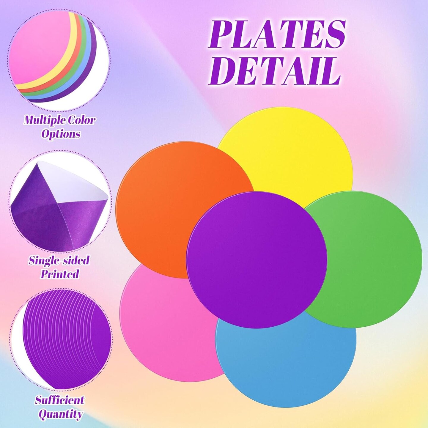 120 Pcs Multicolor Disposable Paper Placemats Colorful Round Paper Table Place Mats for Holiday Birthday Wedding Pride Fiesta Party Supplies Home Dinning Decor