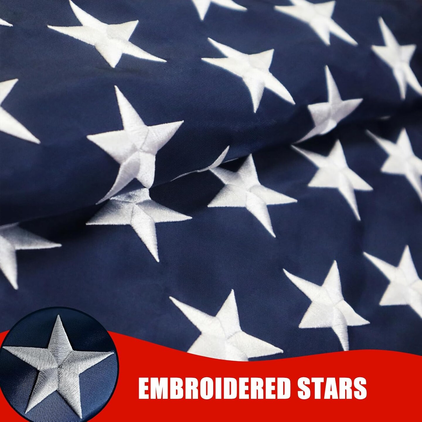 American Flag 2x3 Ft for Outdoor, Made In USA Durable US Flags, Heavy Duty Outdoor American Flag, The Strongest, Longest Lasting, 2x3 Embroidered American Flags Perfect for Outdoor (2 Brass Grommets)