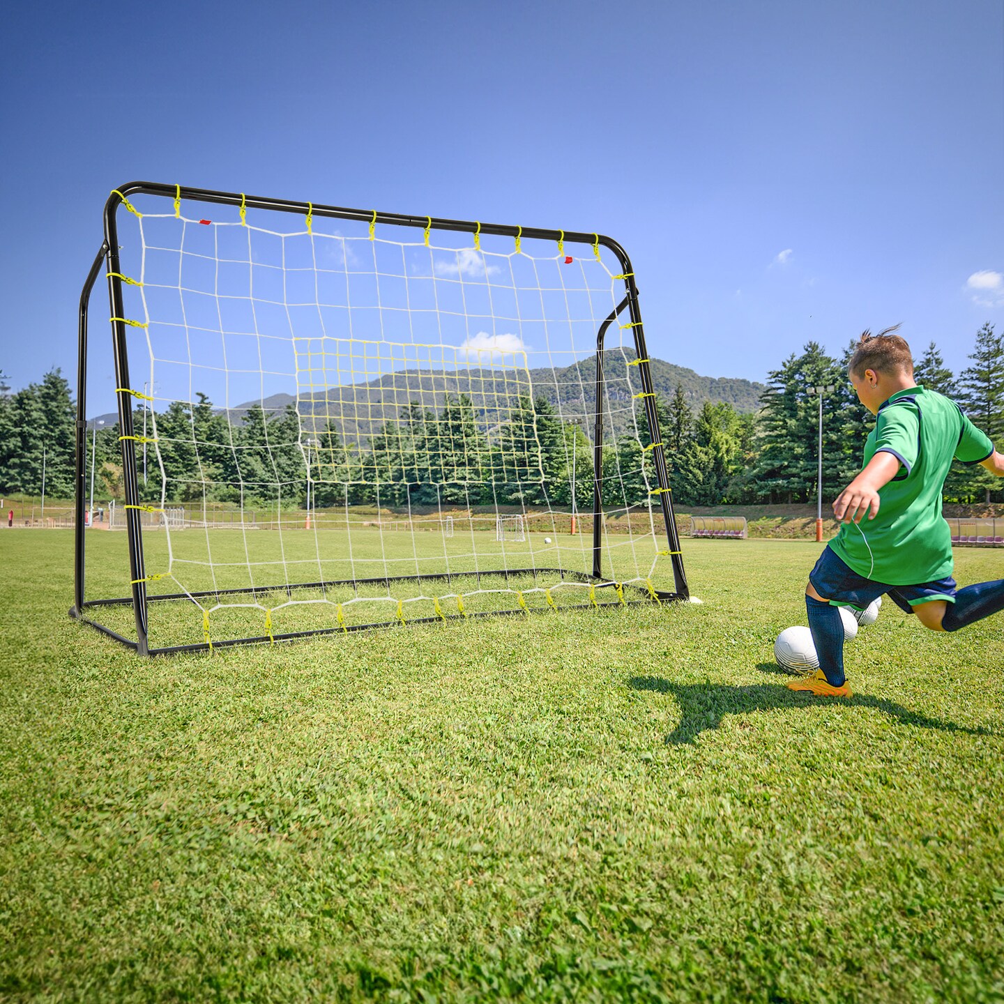 2-in-1 Kids Soccer Goal Set with Adjustable Height and Metal Pipes Ideal for Outdoor Use