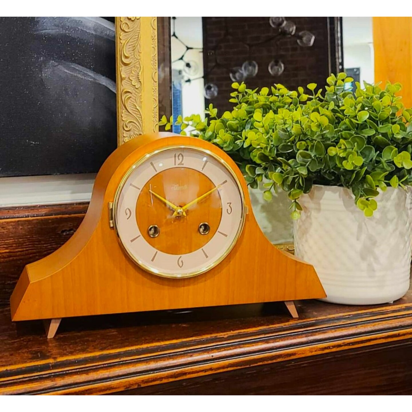 Hermle Vintage-Style Mantel Clock - 12&#x22; - Cherry Brown
