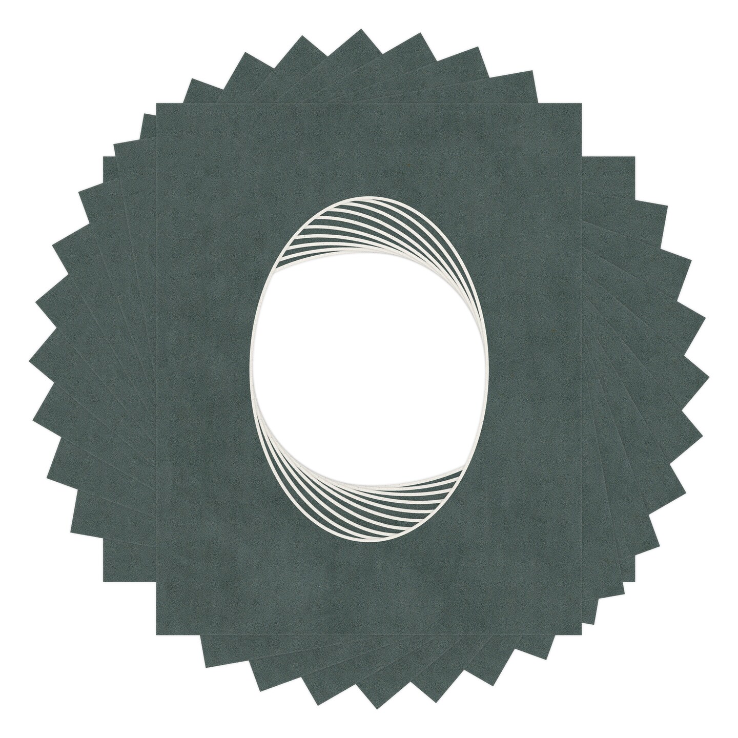 Dark Grey Suede Mat Board for 8x10 Frames - Oval Opening for 5x7 Photos