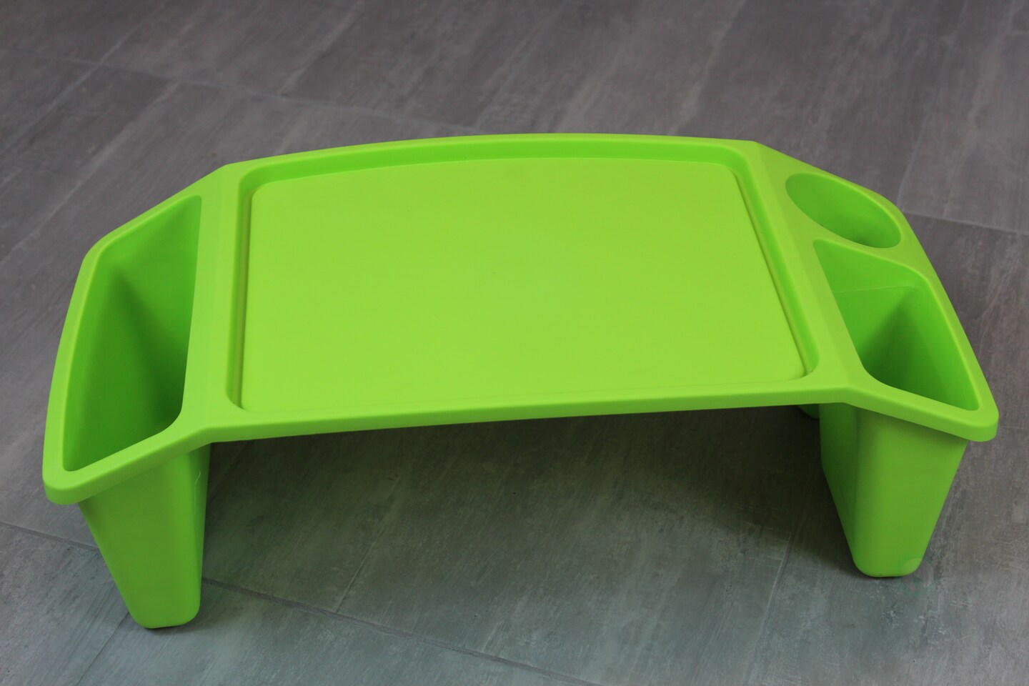 Basicwise Activity Desk Table with Built-In Cup Holder & Storage Compartments Multipurpose Lap Tray for Home Learning Art Activities Snack Time & Floor-Based Task Raised-Leg Design
