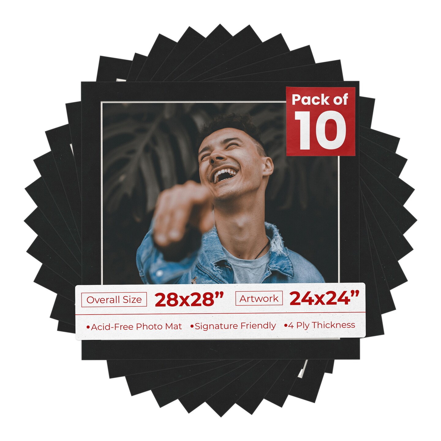 Black Suede Mat Board for 28x28 Frames - Fits 24x24 Photos, Color ...