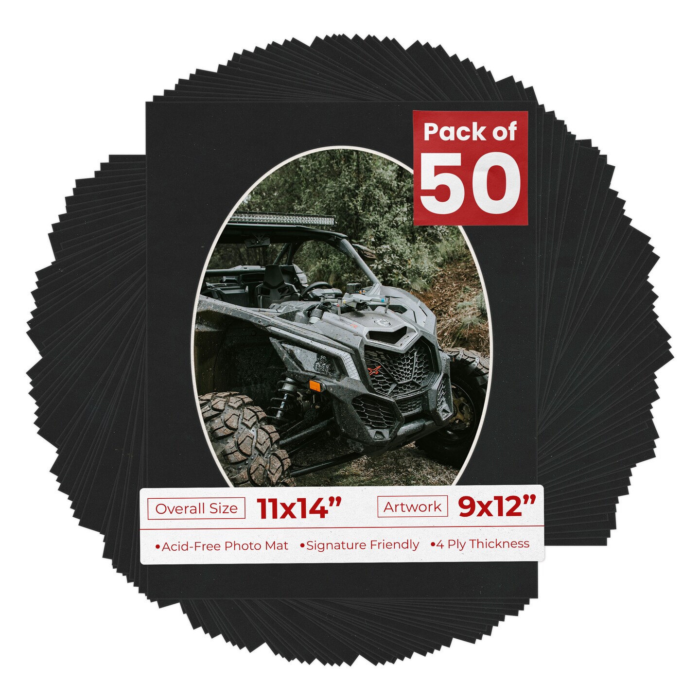 Black Suede Mat Board for 11x14 Frames - Oval Opening for 9x12 Photos