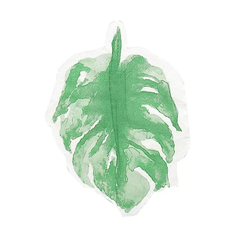 20 Green 12&#x22; x 9&#x22; Paper Beverage Cocktail Napkins Leaf Design Party Supplies