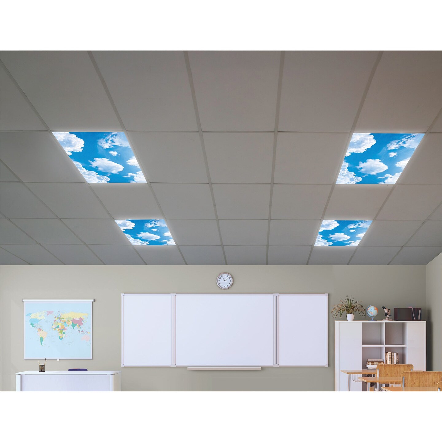 Calming Covers Ceiling Light Filters, 2&#x27; x 4&#x27;, Clouds, Pack of 4
