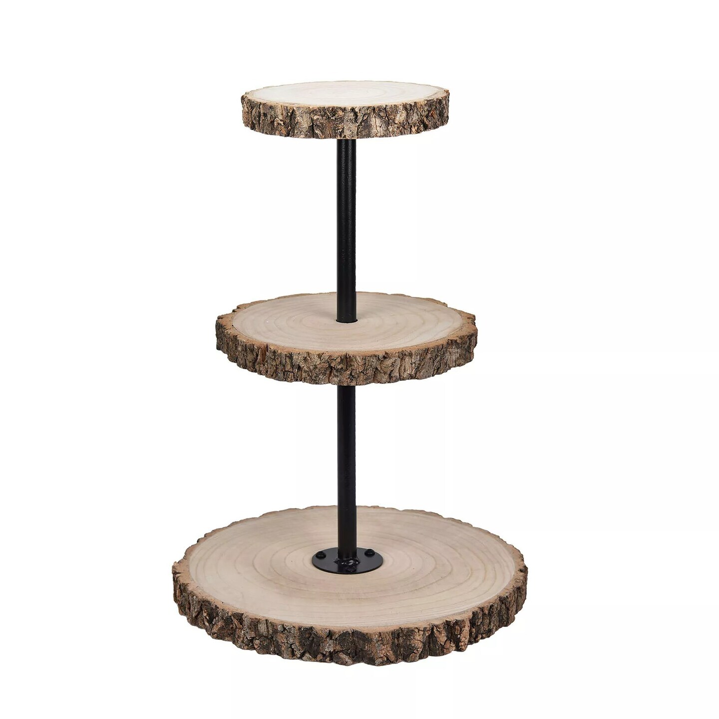19" Brown 3 Tier Round Natural Wooden Cupcake Dessert Stand Party Decorations