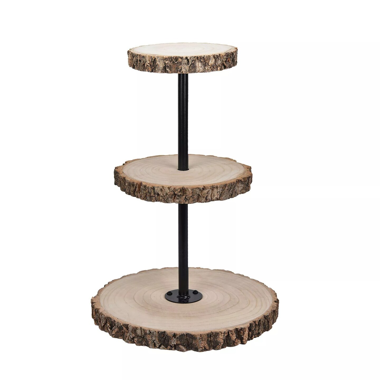 19&#x22; Brown 3 Tier Round Natural Wooden Cupcake Dessert Stand Party Decorations