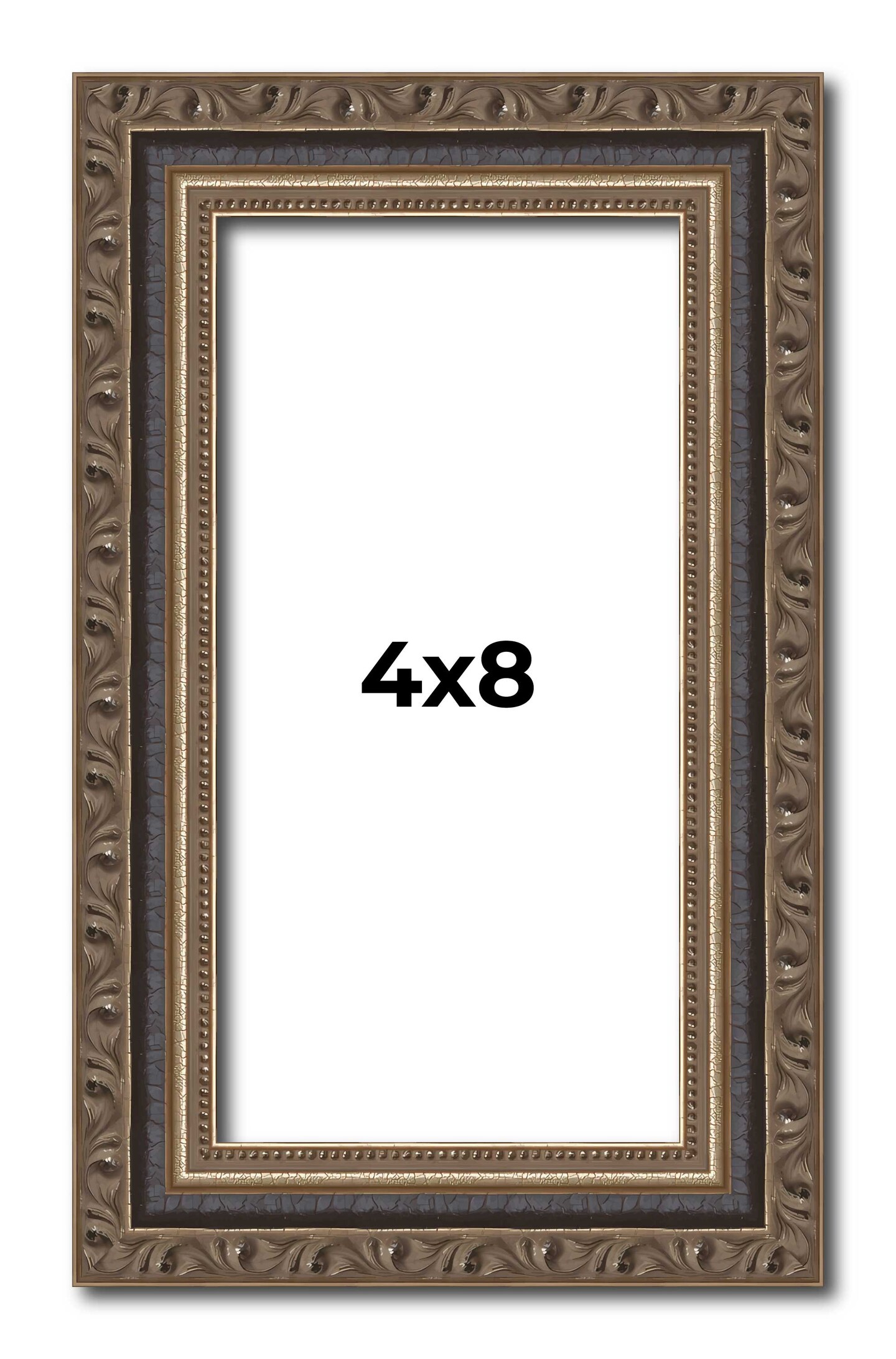 4x8 Sculpted Picture Frame with UV-Resistant Acrylic & Acid Free Backing, Available in 5 Finishes - Black, Blue, Gold, Silver, and White