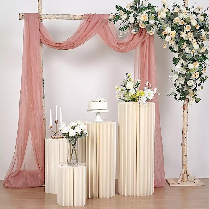 40" Ivory Folding DIY Accordion Pillar Cardboard Display Stand Pedestal Box