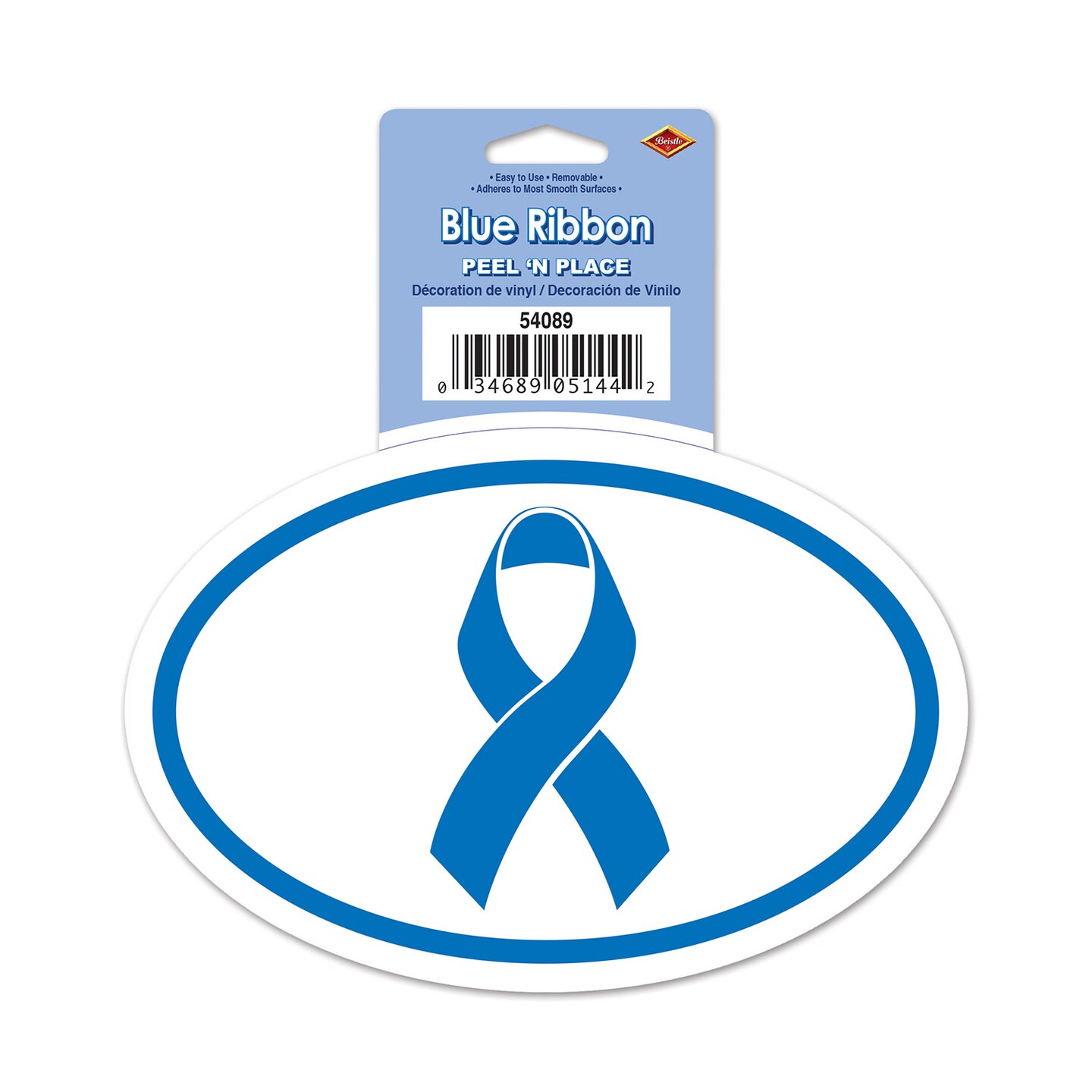 Beistle 6in. Sh Blue Ribbon Peel N Place  - 12 Pack
