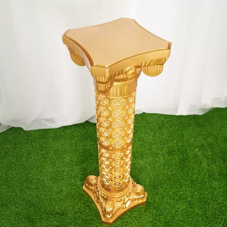 4 Gold 40&#x22; Adjustable Roman Decorative Columns Pedestal Stands Party Supplies