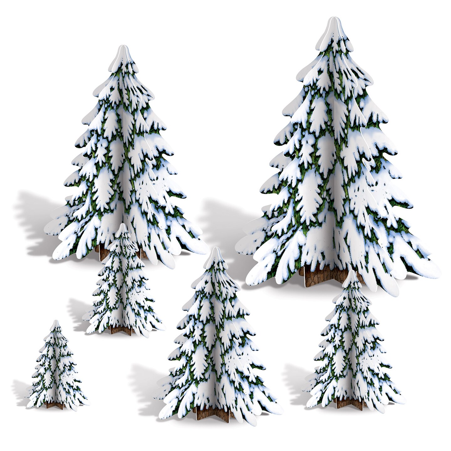 Beistle 4in.-12½in. 3-D Winter Pine Tree Centerpieces - 12 Pack