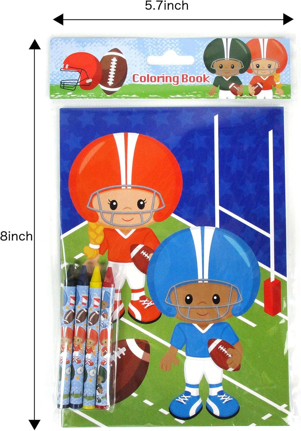 TINYMILLS Football Coloring Book Set with 12 Coloring Books and 48 Crayons Football Birthday Party Supplies Favor Bag Filler Carnival Prizes Rewards Team Party
