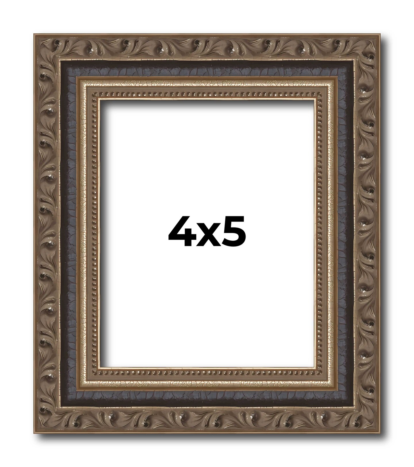 4x5 Sculpted Picture Frame with UV-Resistant Acrylic &#x26; Acid Free Backing, Available in 5 Finishes - Black, Blue, Gold, Silver, and White
