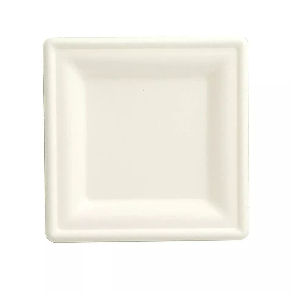 50 Square 6" White Bagasse Sustainable Salad Plates Party Events Decorations