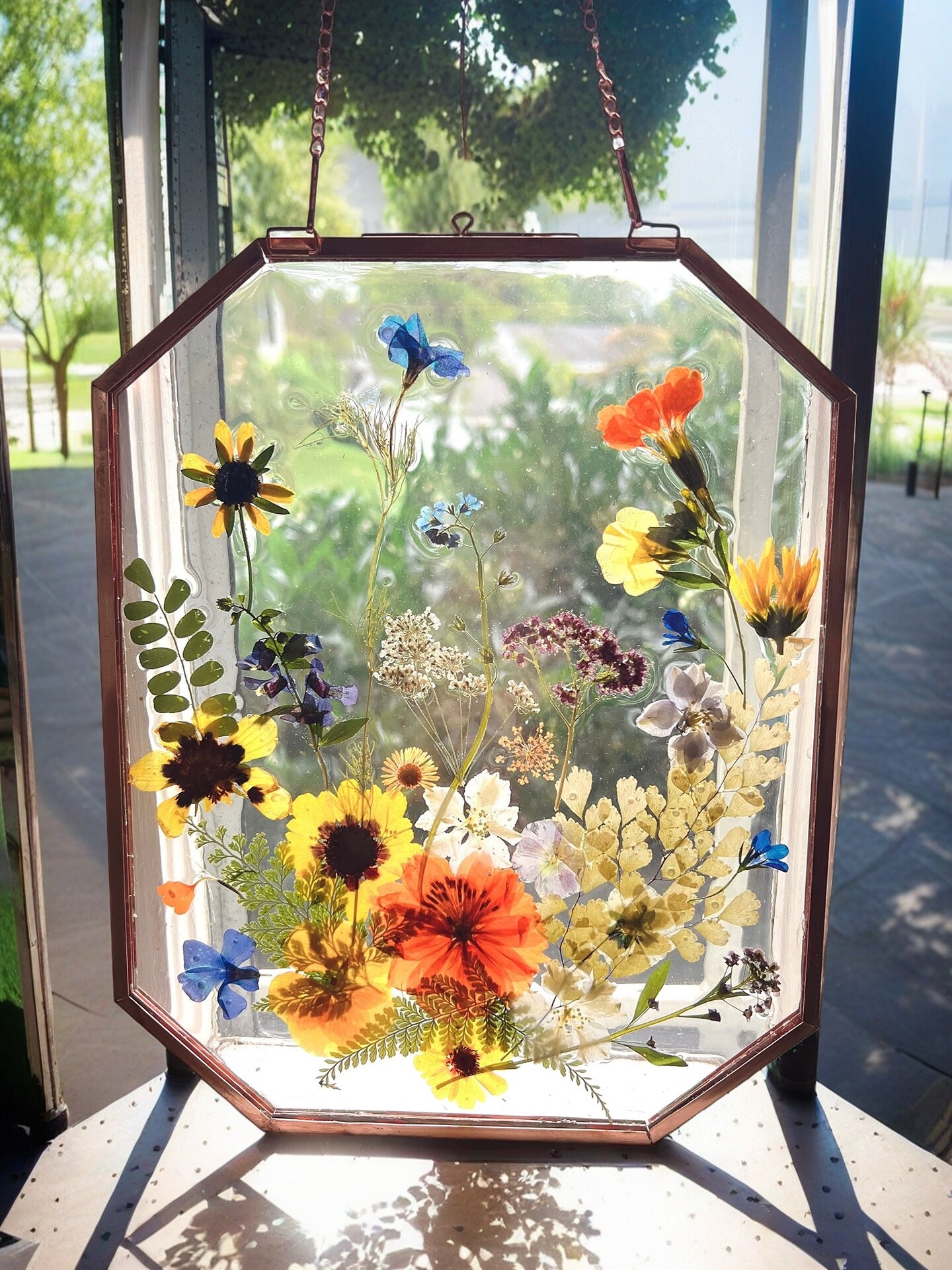 Pressed Flower Stained Glass Sun Catcher top