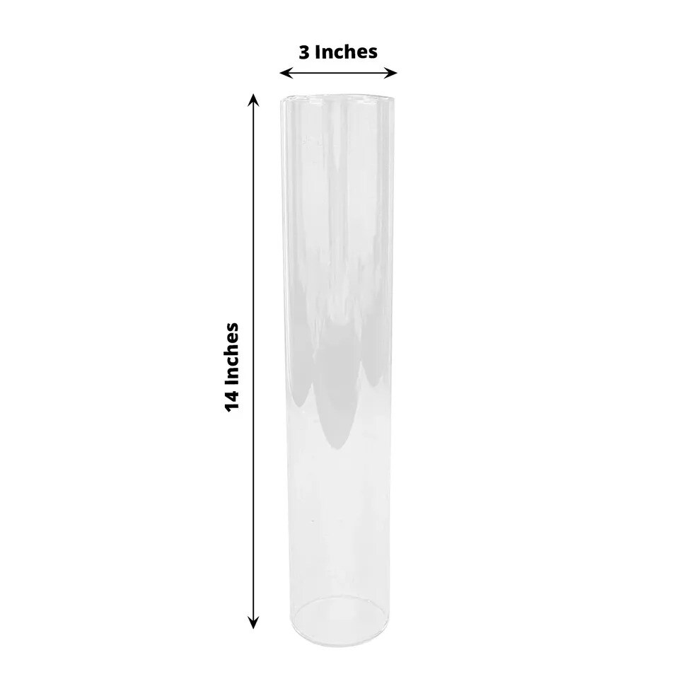 2 Clear 14" Cylinder Glass Hurricane Candle Holder Shades Party Events Supplies