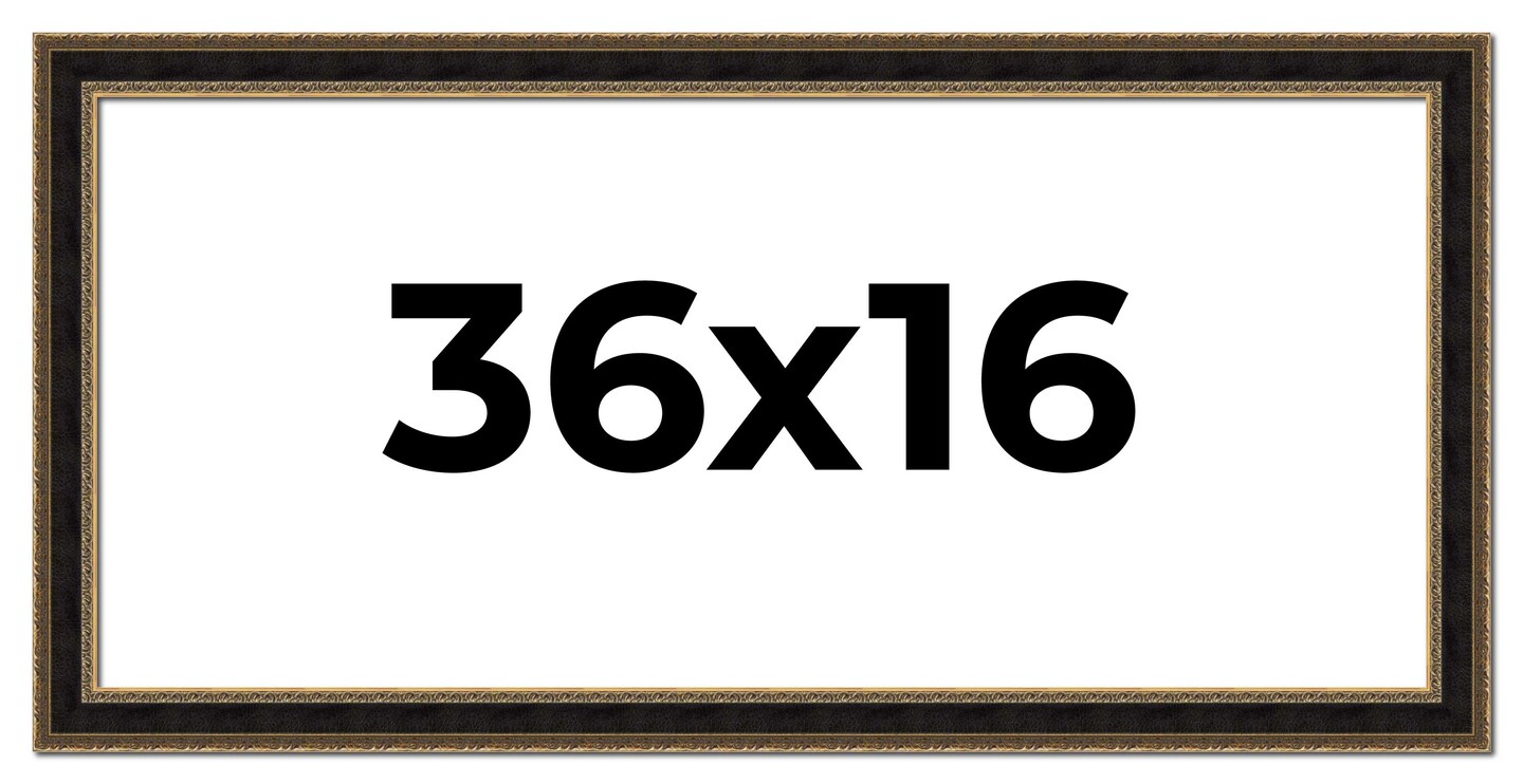 36x16 Ornate Brown Picture Frame - UV Acrylic, Foam Board Backing, Hanging Hardware