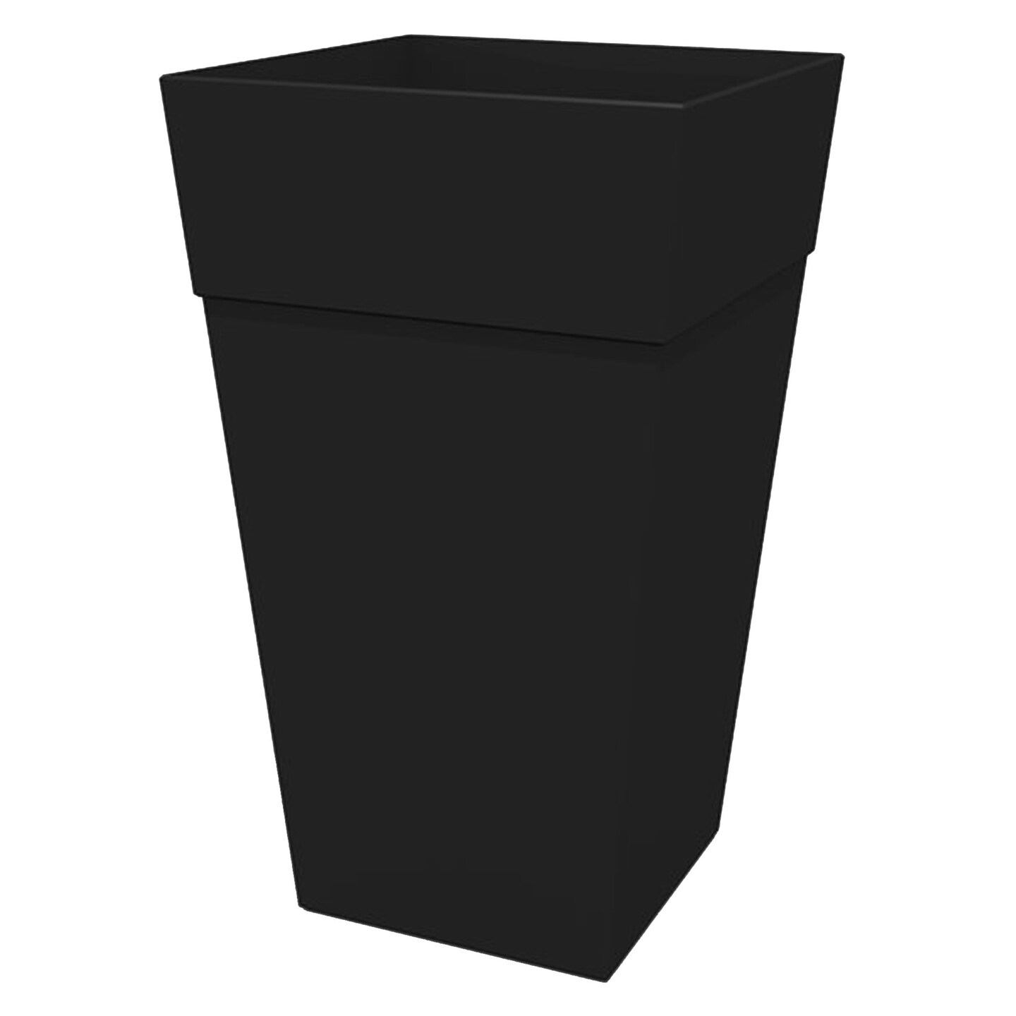 Bloem Tall Finley Tapered Square Planter: 25&#x22; - Black - Matte Textured Finish, 100% Recycled Plastic Pot, For Indoor and Outdoor Use, Gardening, 9 Gallon Capacity